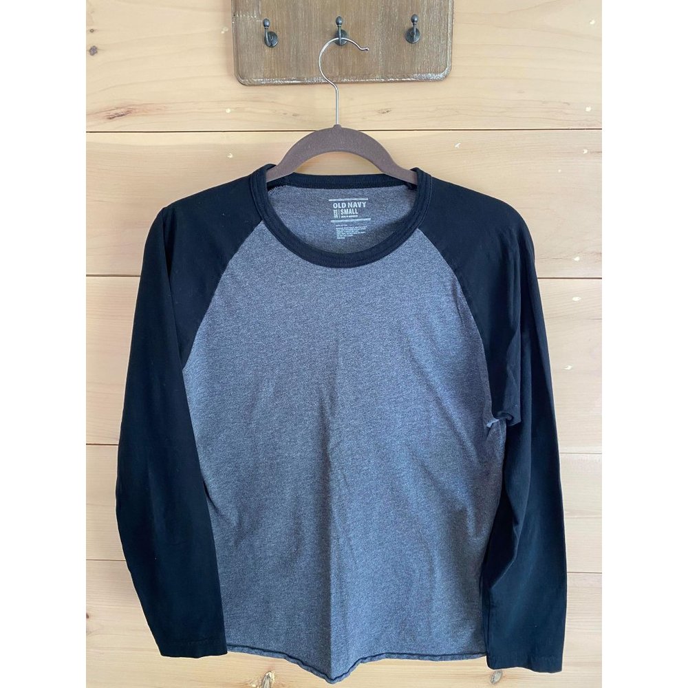 Old Navy Ringer Long Sleeve Tee Gray & Black